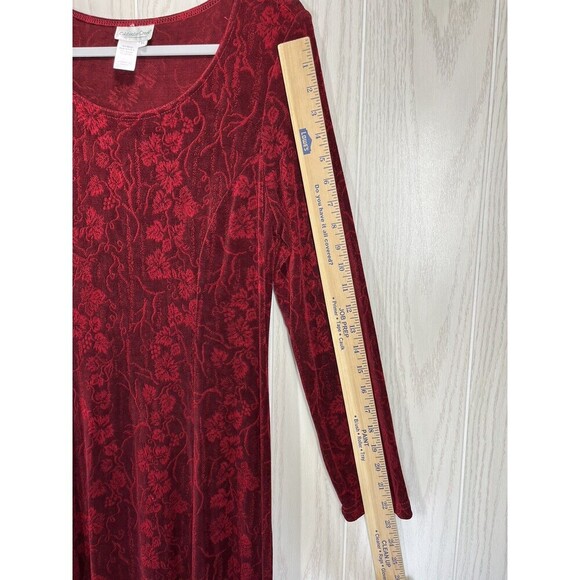 Vtg Coldwater Creek Dress Sz Petite Small Red Black Maxi Long Sleeve Whimsigoth - Picture 4 of 7